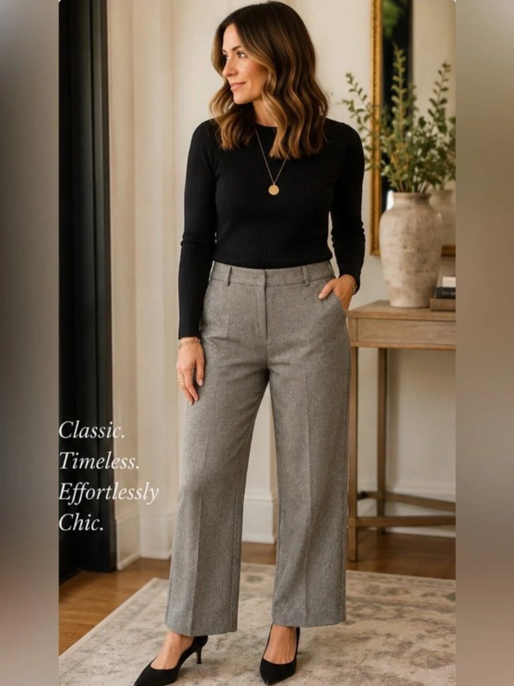 BANANA REPUBLIC Gray Wool Herringbone Tweed Straight Leg Trousers - EUC